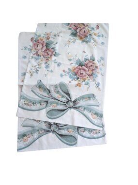 Vintage Floral Bow-Print Standard Pillowcases 2 No-Iron White Pink Green Accents